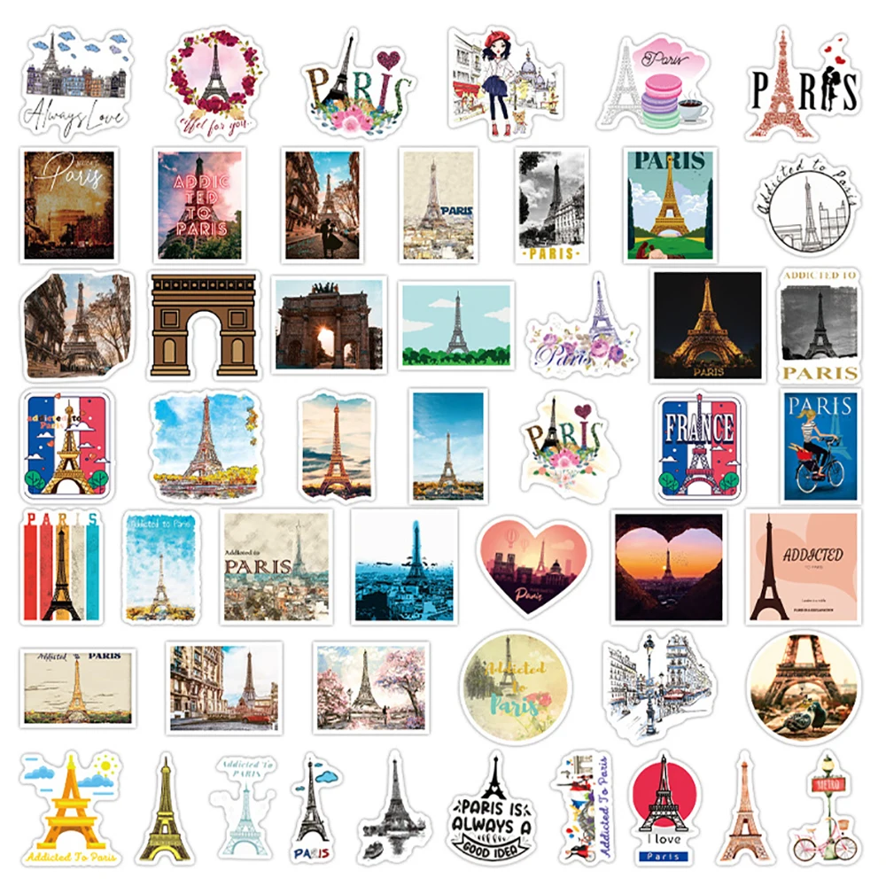 10/30/50pcs Paris Charming Landscape Travelling Style London Stickers Aesthetic Decorative Decal DIY Suitcase Phone Notebook Toy