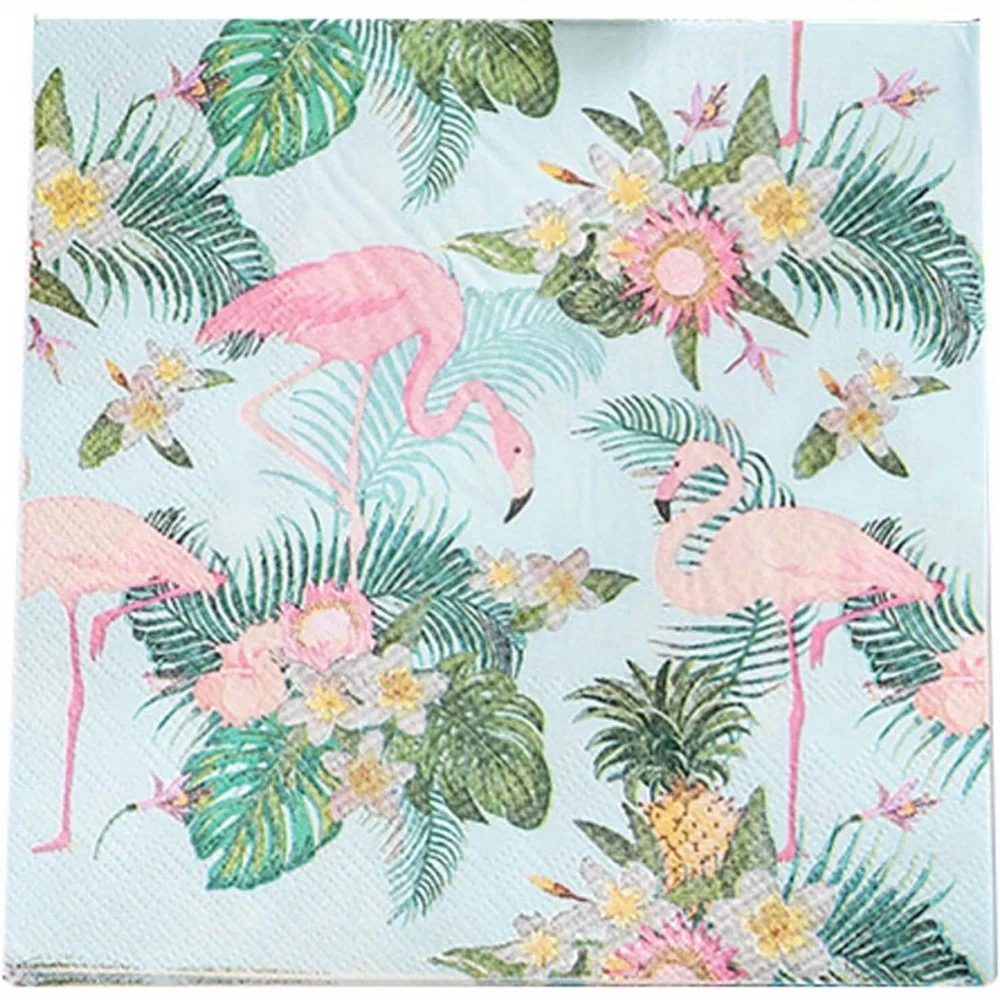 مناديل كوكتيل للاستعمال مرة واحدة، حزمة مناديل ورقية للحفلات، 33 × 33 سم، عيد الميلاد الوردي فلامنغو، عدد 20