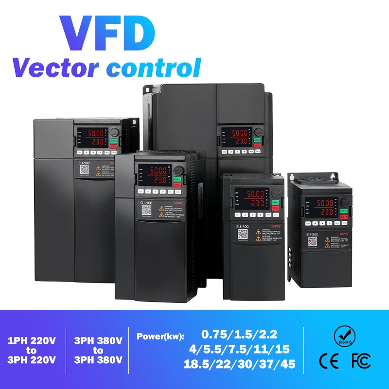 

High-Quality VFD 5.5KW-45KW 220V 1-3PH 380V 3-3PH Variable Frequency Drive Converter Inverter CNC Spindle Motor Speed Controller