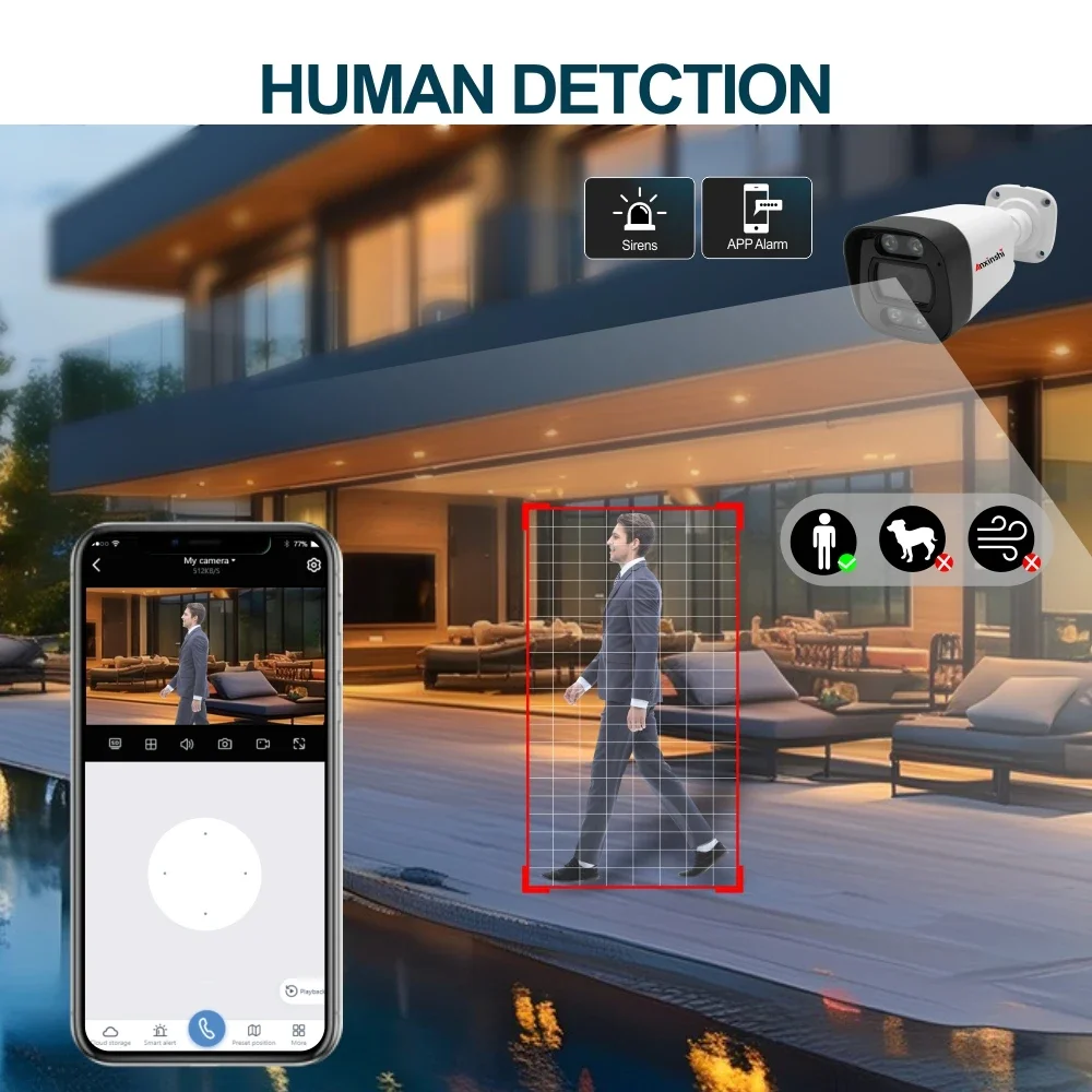 ระบบกล้องวงจรปิดอัจฉริยะ 4K 8CH สำหรับบ้าน พร้อมกล้อง IP POE 8MP จำนวน 4 ตัว ตรวจจับคน/สัตว์เลี้ยง/ยานพาหนะ พร้อมจอ LCD NVR ขนาดใหญ่ 16.5 นิ้ว