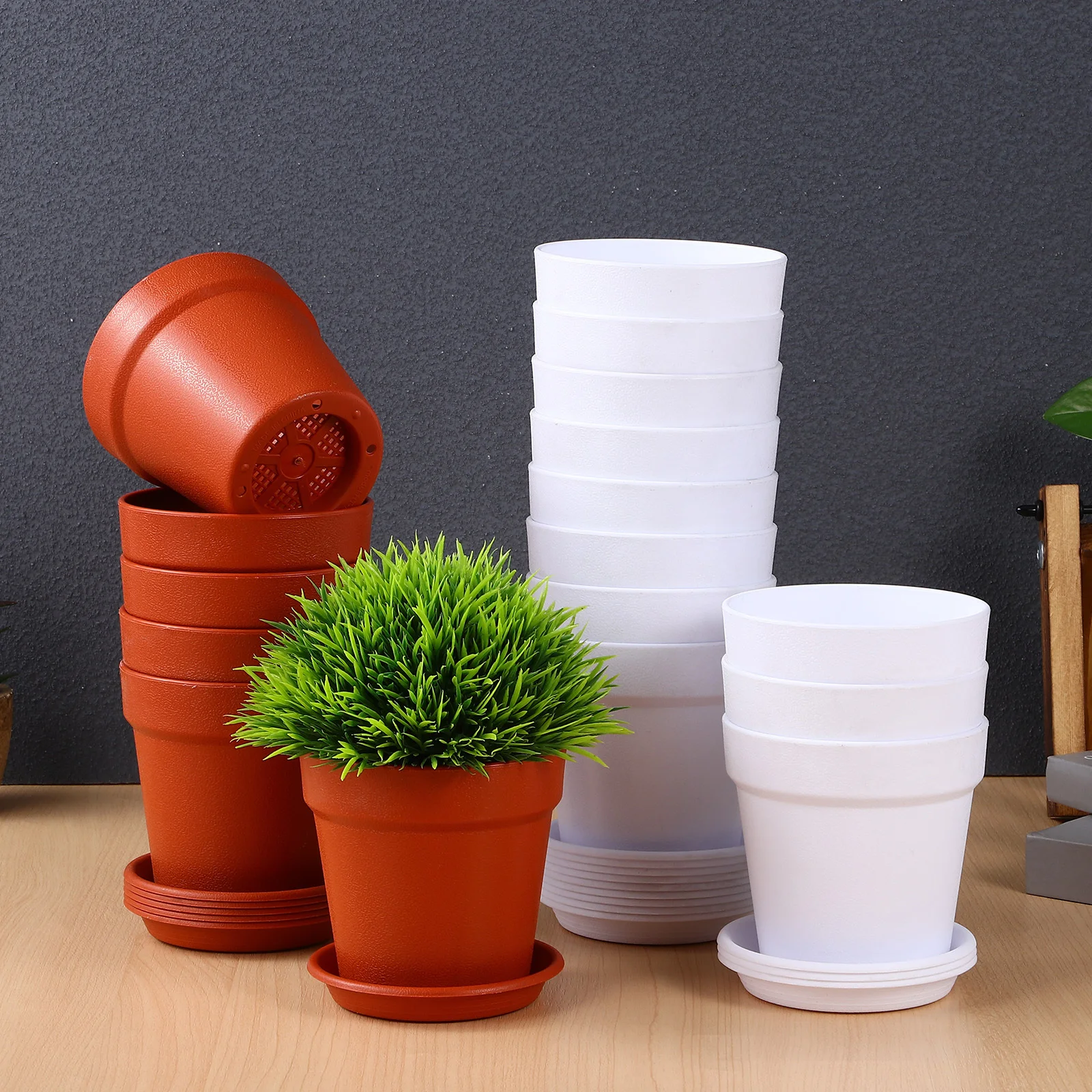 

24 Pcs Plastic Flower Pots Succulent Nursery Pots Plant Containers Small Saucers for Indoor Outdoor Garden Use Sturdy