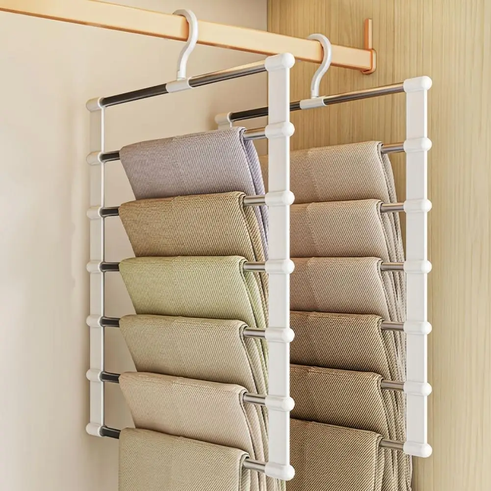 1pcs Foldable Pants Hanger Multi Layer Non Slip Clips Space Saving Closet Organizer for Trousers Storage Collapsible Hanging Sys