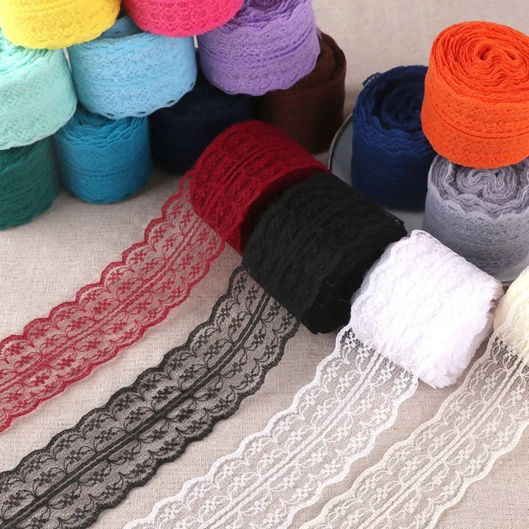 300 Yards 4.5CM Embroidery Lace Ribbon DIY Apparel Sewing Fabric Wedding Christmas Halloween Gift Decoration