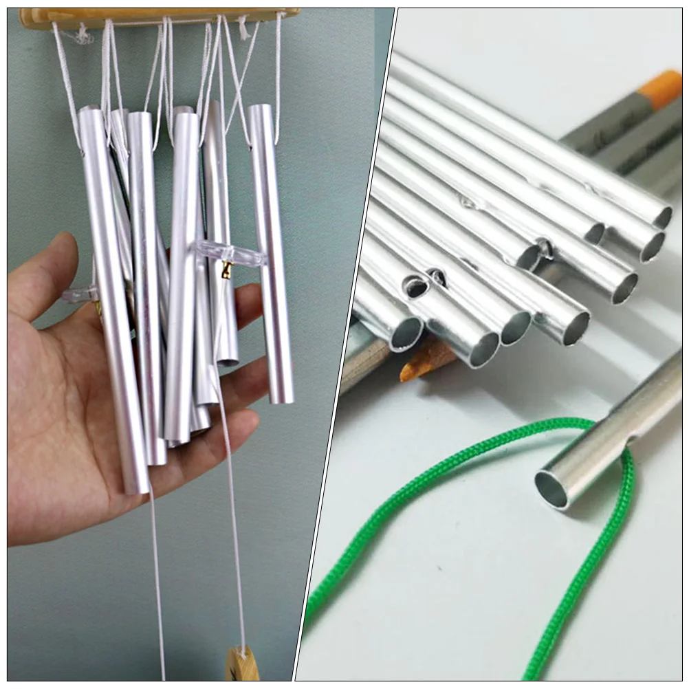

20pcs Wind Chime Tubes Aluminum Material Hollow Silver Diy Wind Chime Supplies Outdoor Garden Decoration Replacement Bulk