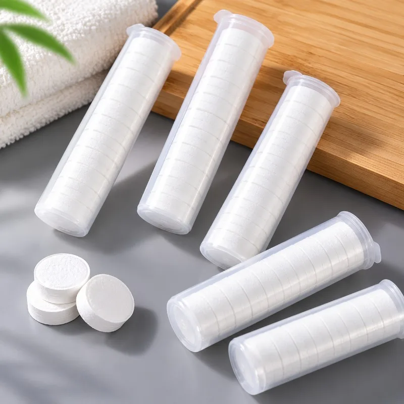 10PCS Tube Compressed Facial Towels Soft Disposable Face Towel Portable Travel Tissue Strong Absorbent Cleaning Towels
