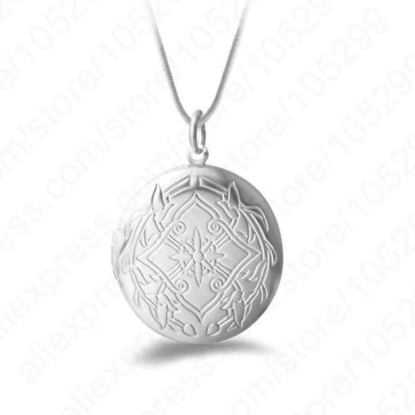 New 925 Sterling Silver Needle Jewelry Round Photo Locket Necklace Pendant Best Gift For Women Girl