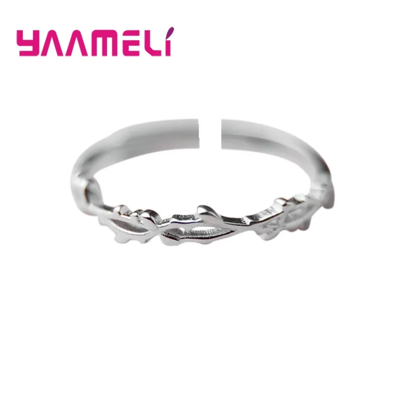 Vintage 925 Sterling Silver Tree Branch Thorns Open Adjustable Finger Rings for Women Girls Wedding Party Fashion Jewelry Gifts