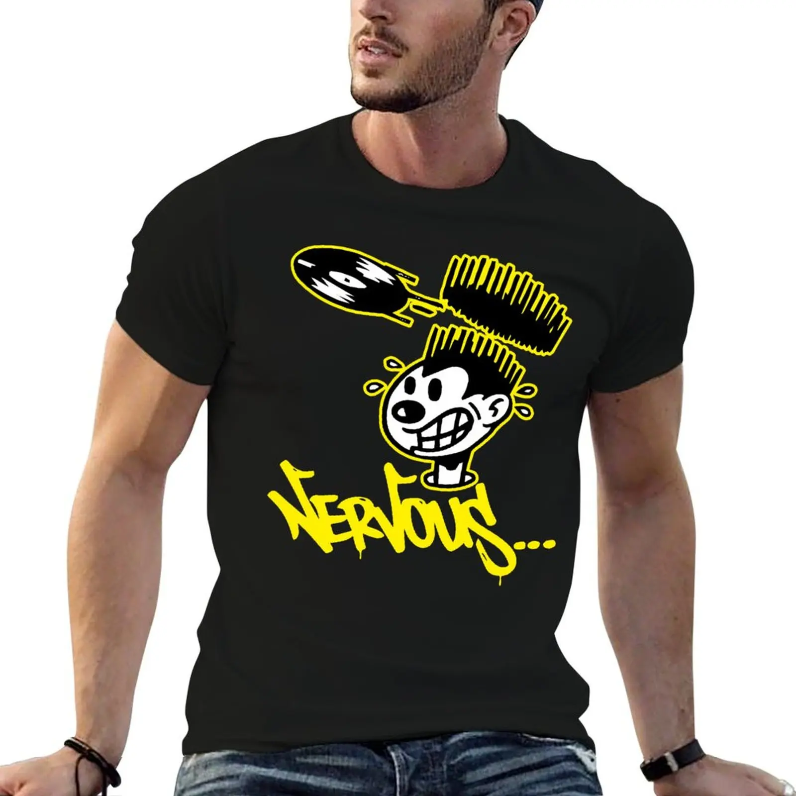 Nervous records logo T-Shirt men t shirt cotton 100% t shirt men 100% cotton luxury brand funny t shirts dark humor T-shirt