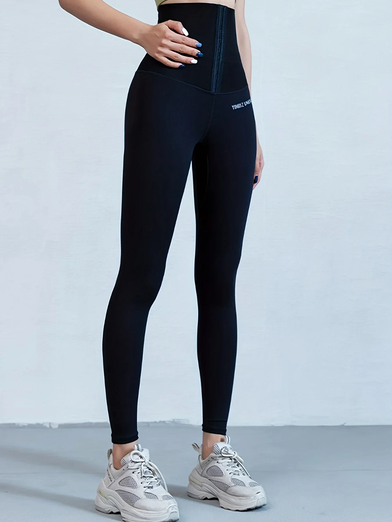 High-waisted button-down slimming fitness pants, women's outerwear button-down shaping yoga pants, tight elastic running sports