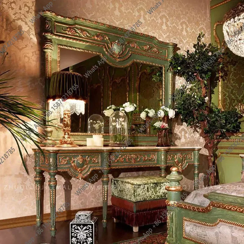 X30 European-style Large-sized Bedroom Makeup Table, Neoclassical Solid Wood Carving Dresser, Villa Cloakroom