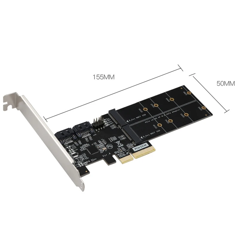 PCIE3.0 X4 To 2-Port M.2 (B-KEY) And 2-Port SATA3.0 Adapter Card Supporting Communication Rate 6.0Gbps/3.0Gbps/1.5Gbps