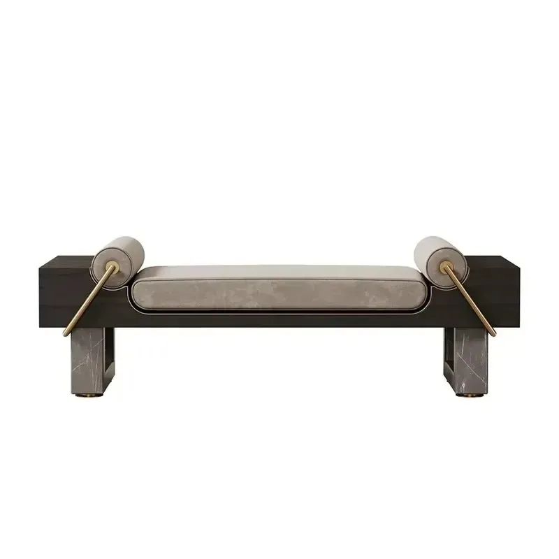Luxury Custom Bedroom Bedside Stool Lightweight Stainless Steel Solid Wood Footstool High End Modern Home Furniture Decor