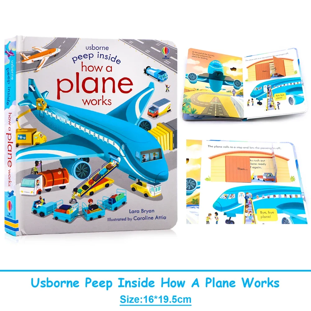 

Usborne Peep Inside How A Plane Works 3D книга с картинками для детей перед сном чтение Монтессори развивающие английские книги