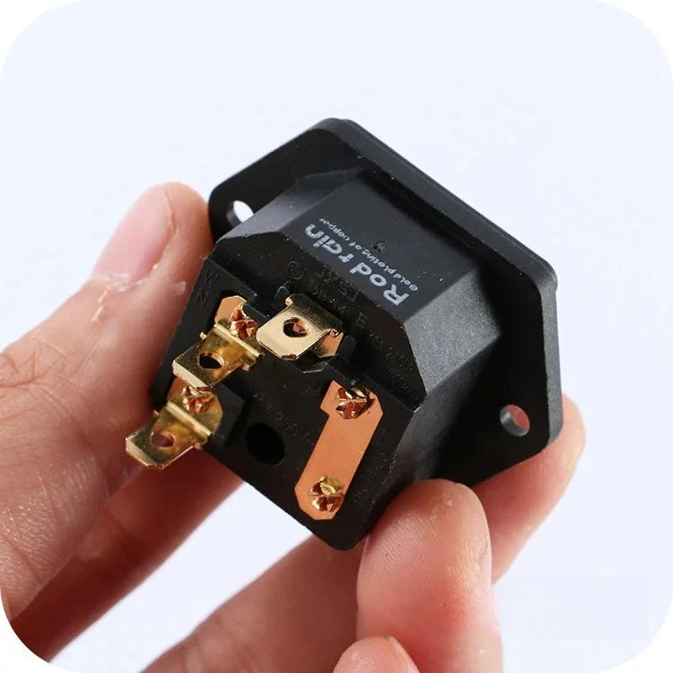 All copper, red copper gold-plated two-in-one AC product power socket with fuse seat Power amplifier tail seat