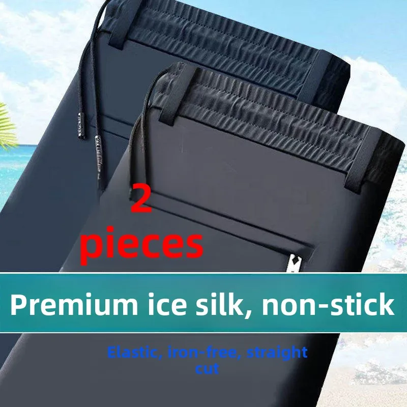 

Ice Silk Thin Casual Pants Men's Summer Cool Feeling Business Straight Leg Long Trousers for Working Breathable Quick Dry Pol...