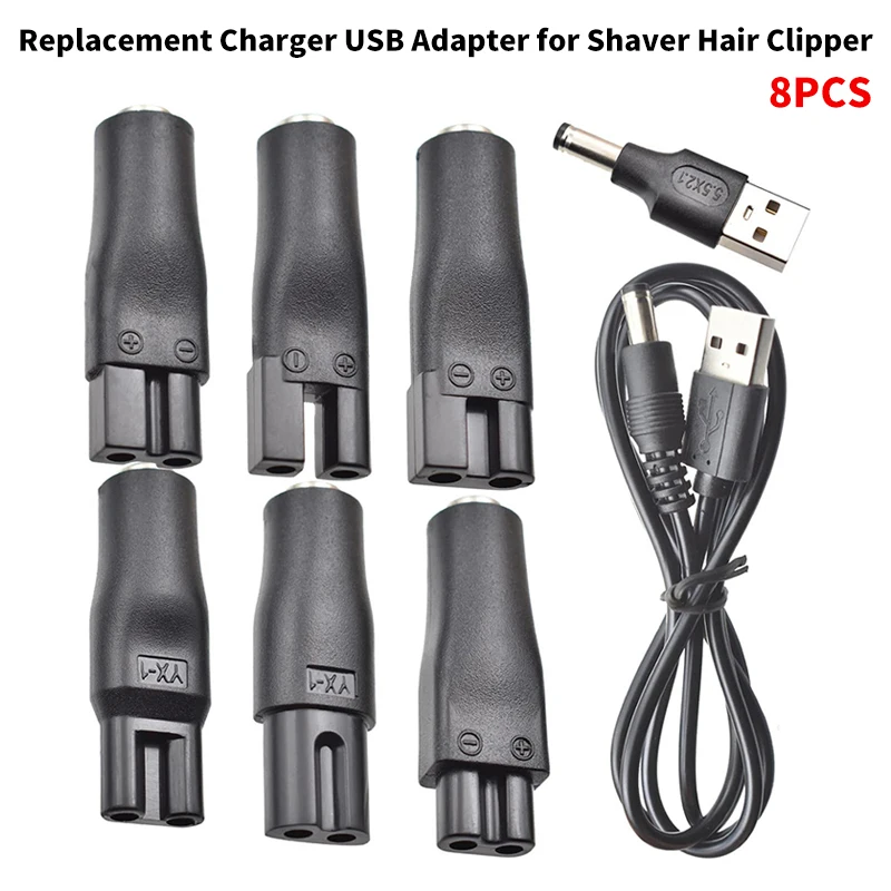 New·6/7/8Pcs Power Cord 5V Replacement Charger USB Adapter Cable DC Converter Universal For Electric Shaver Hair Clippers·