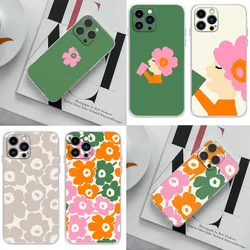 Flower U-Unikko Phone Case For iPhone 16,15,14,13,12,11 Plus,Pro,Max,XR,XS,X,7,8 Plus,SE,Mini Transparent Silicone soft shell