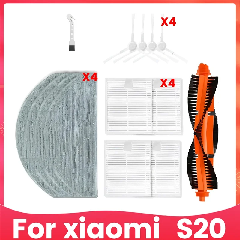 A21F-Accessories For Xiaomi S20 Robot Vacuum Cleaner Replacement Parts Main Side Brush Hepa Filter Mop Cloth