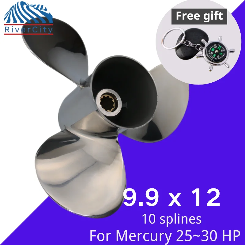 

Outboard Propeller 9.9x12 For Mercury 25hp 28hp 30hp Boat Motor Stainless Steel Screw Ship Marine Engine 3 Blade 10 Spline