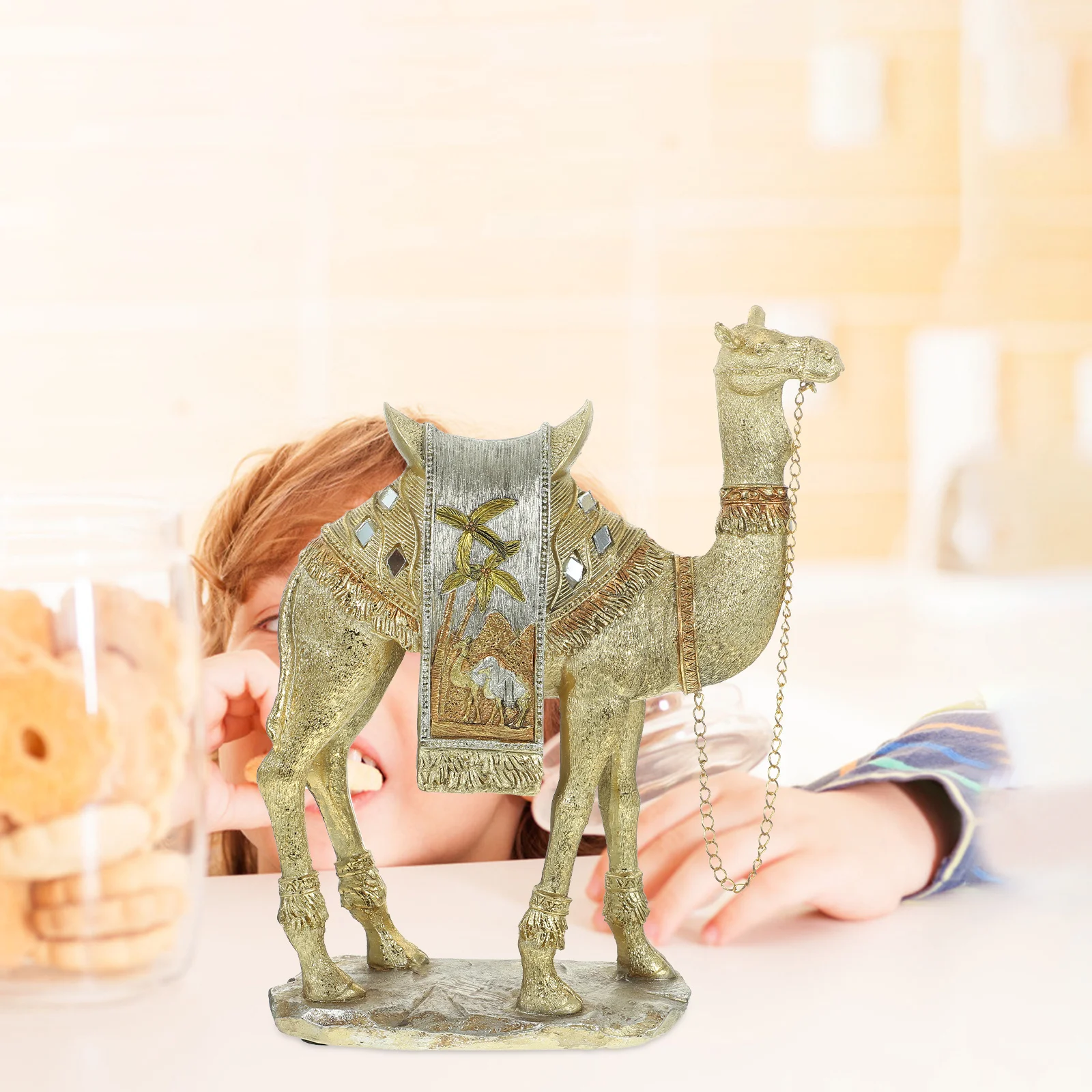 

Middle East Camel Statue Resin Craft for Desktop Dining Room Decor Elegant Texture Break Resistant Table Ornament Gift Idea