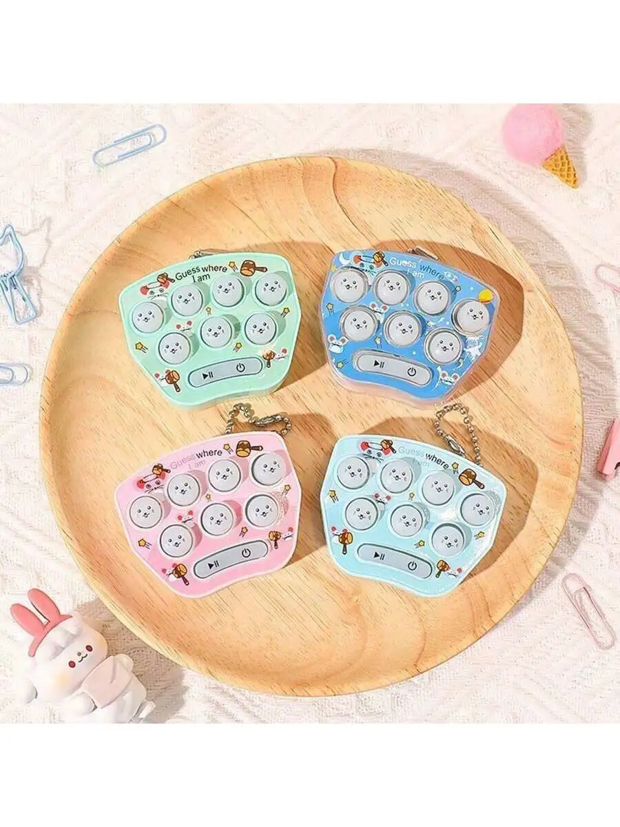 Whac-A-Mole Mini Handheld Game Console Cartoon Electronic Glowing Finger Training Stress Relief Toy Mini Keychain Mini Car Penda