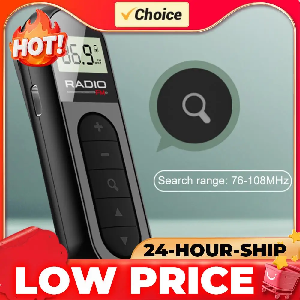 Mini Pocket Fm Radio 76-108MHZ Radio Receiver Lcd Display Walkman Radi Wired 3.…
