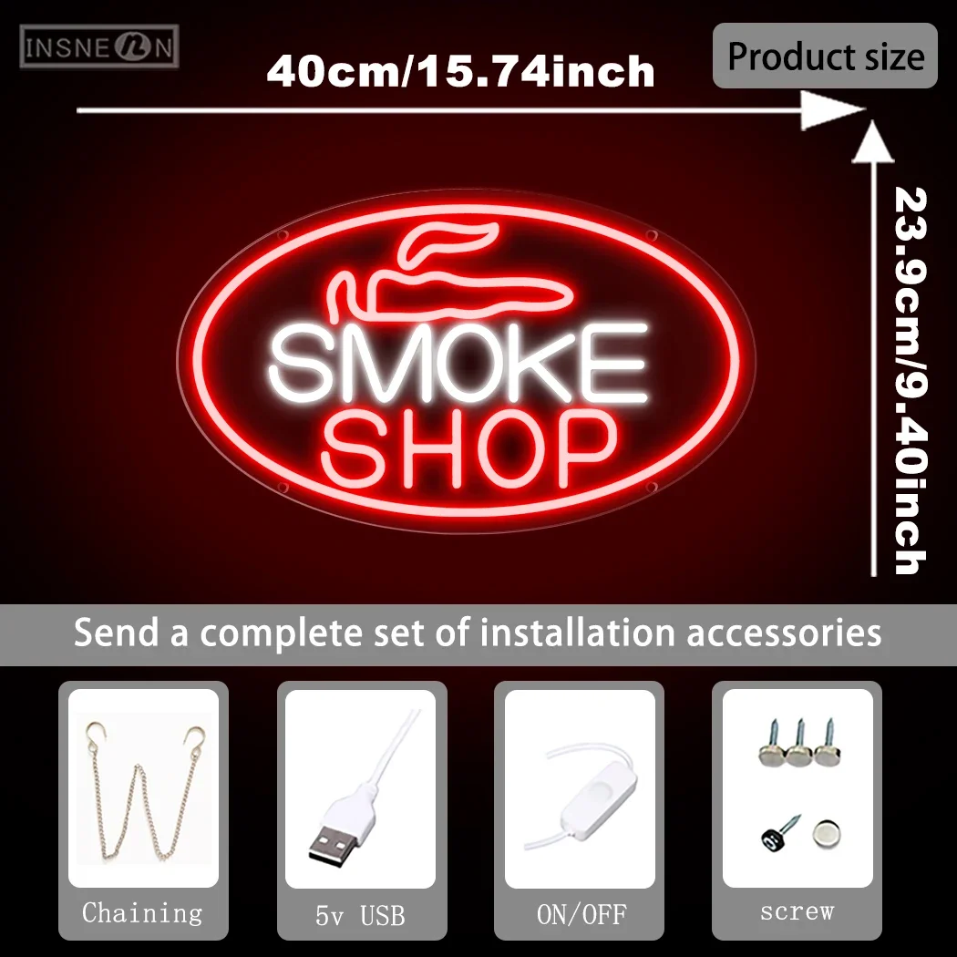 Smoke Shop neonowe znaki LED do Tobacco Shop Shopping Mall Man Cave reklama dla dymu Dekoracja ścienna sklepu neonowe światła