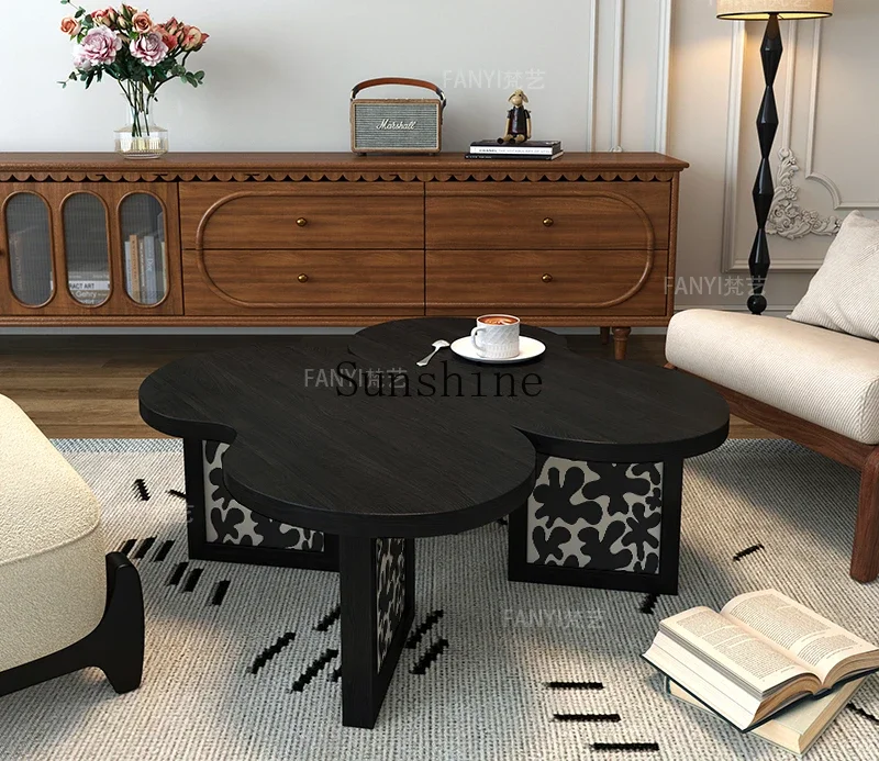 Modern simple solid wood multi-functional butterfly tea table living room home sofa edge