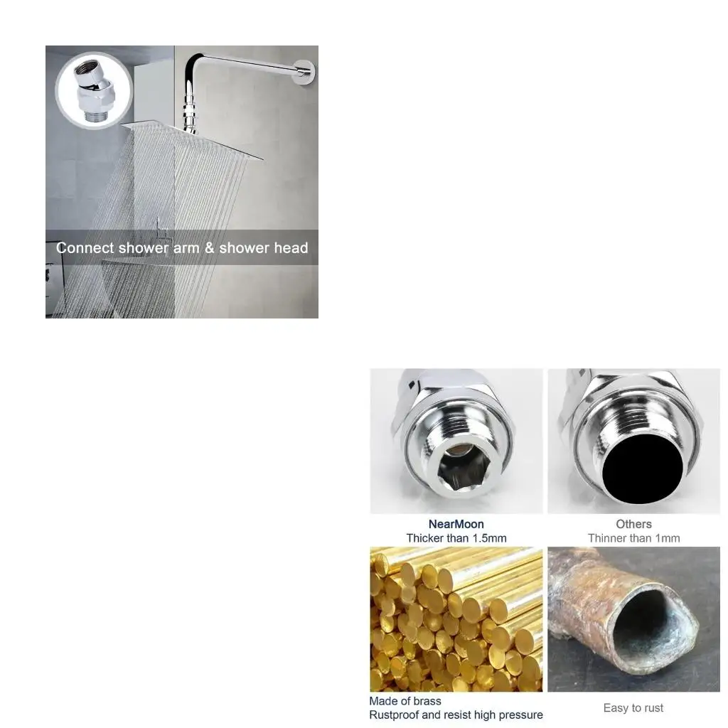 Brass Adjustable Showerhead Connector Shower Head Adapter Balls Joint Universal Shower Arm Extension Component