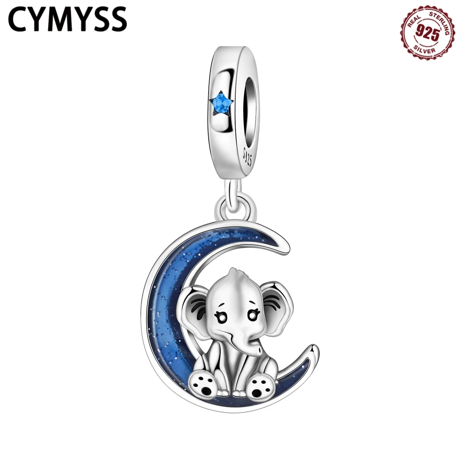 

CYMYSS 2025 New 925 Silver Cute Moon Elephant Bead Women's Pendant Suitable For Wedding Jewelry Gifts Charm Pendant