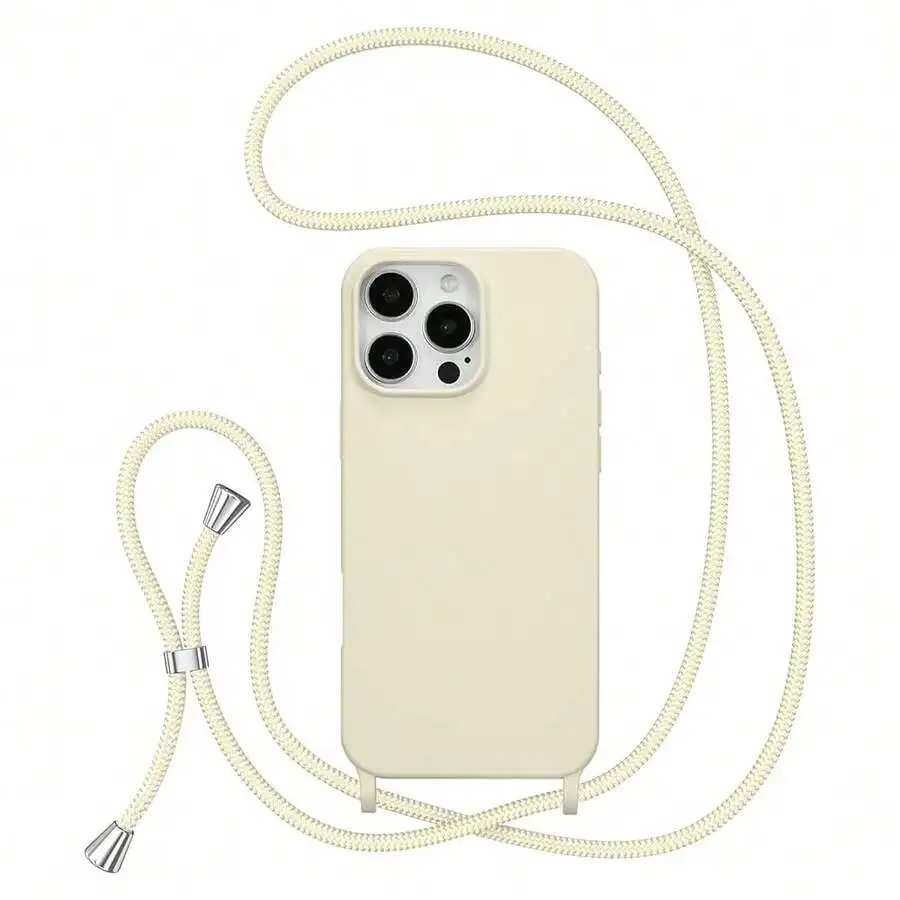 

iPhone 15 Pro 6.1 Inch Soft Silicone Shockproof Case With Adjustable Crossbody Strap