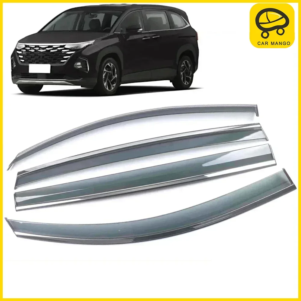 

Chrome Strips Rain Guards for Hyundai Custo KU 2021-2023 Window Visor Wind Deflectors Door Visor Vent Shades Ventvisor