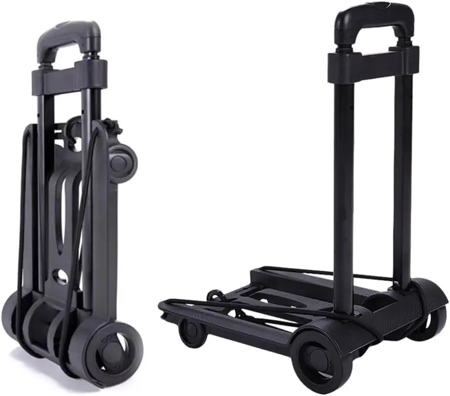 Folding Hand Truck Dolly Cart, Collapsible Hand Cart with Adjustable Handle Lightweight Trolley Cart