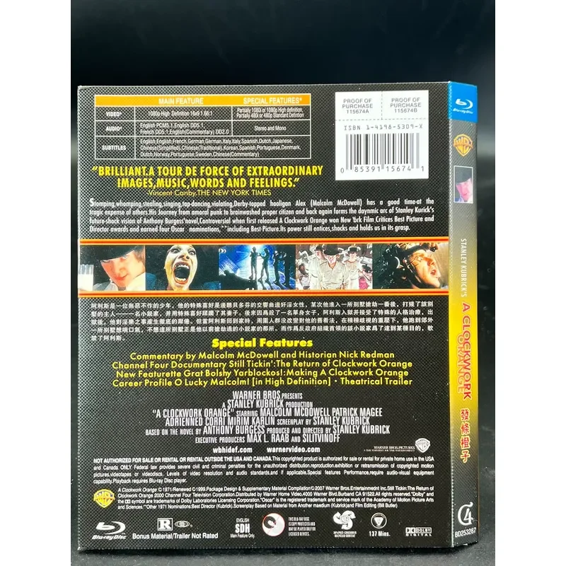 Clockwork Orange Brand New BD Blu-ray Unopened Boxed Collector's Edition Duration 137 Minutes