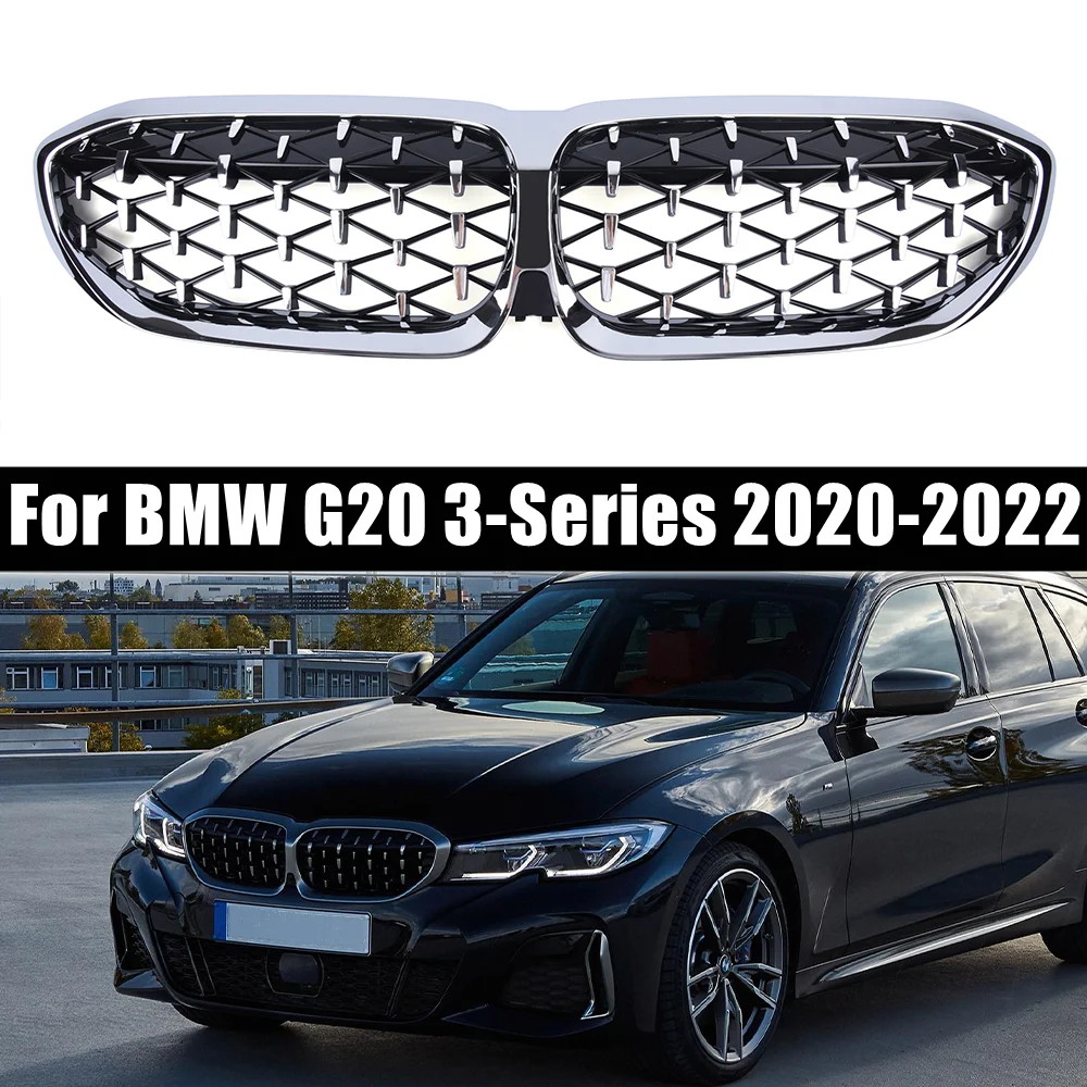 

For BMW 3 Series G20 2019 - 2022 330i 340i Diamond Meteor Racing Grills Car Front Grille Kidney Grills Bumper Hood Grill Trim