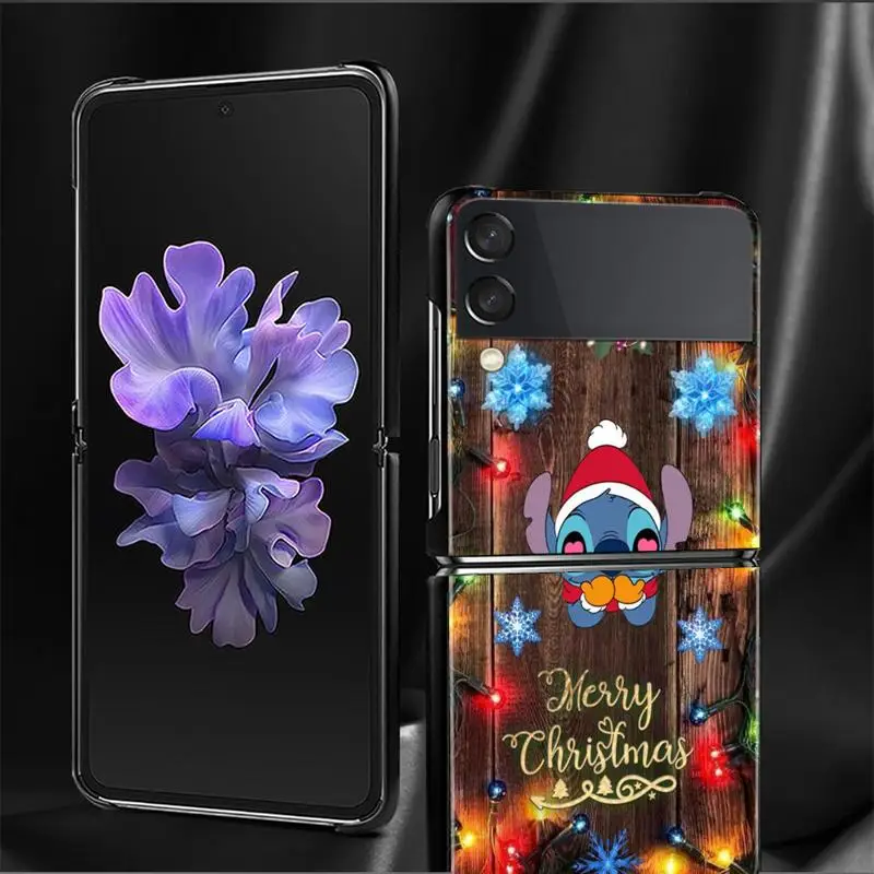 Disney Stitch Christmas Halloween Phone Case For Samsung Galaxy Z Flip 4 Z Flip3 5G Shell for Galaxy Z Flip Hard Cover Fundas