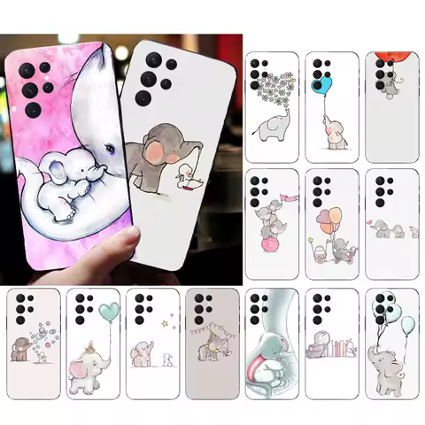 Cute Cartoon Elephent Phone Case for Samsung S25 S24 S23 S22 S21 Ultra S24 S23 S22 S21 Plus S24 S21 S20 FE Funda
