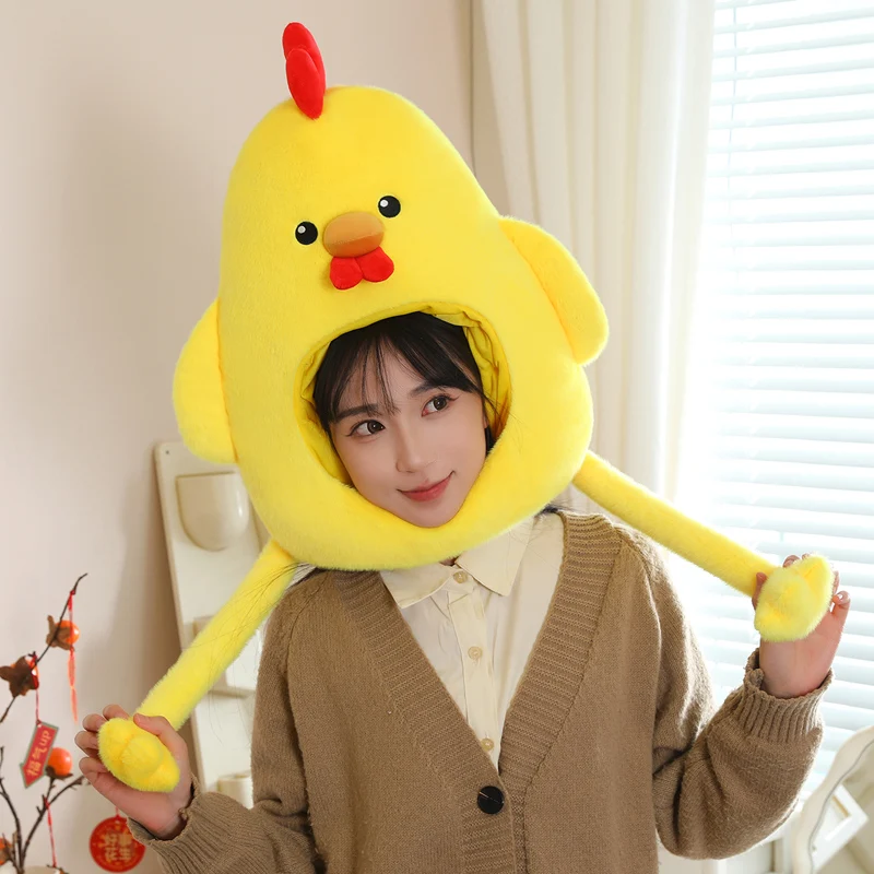 Plush Funny Chicken Head Mask Realistic Chicken Headgear Halloween Cosplay Costume Head Cover Party Fancy Dress Photo Prop