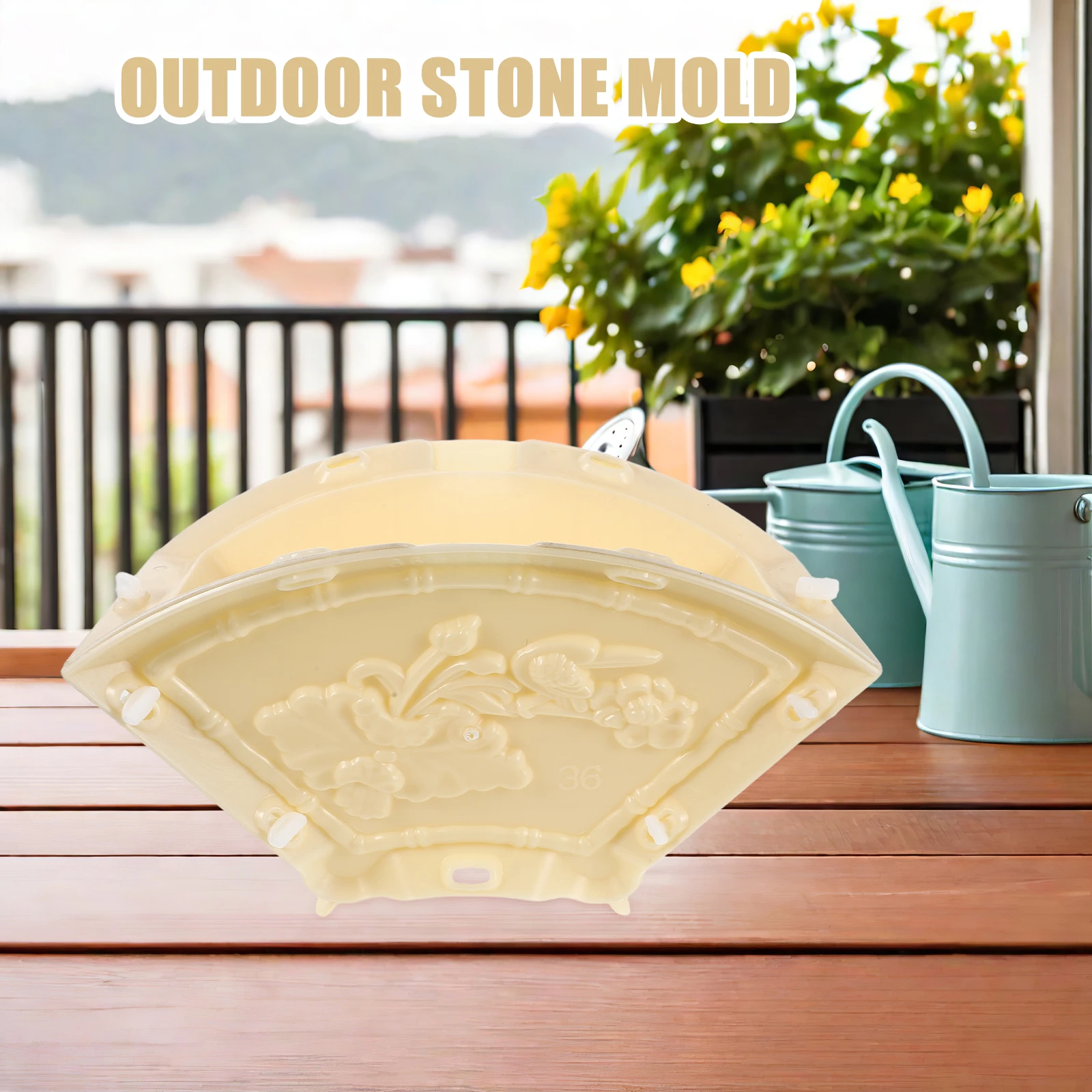 

Garden Cement Molds with Detailed Lotus and Fan Designs - Reusable Plastic Concrete Mold for Fence Post Column Roman Pillar Yard