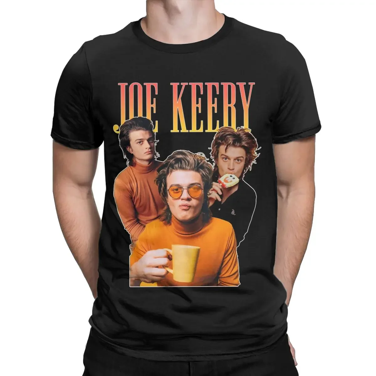 Men's Joe Keery T Shirt Oversized Graphic Clothes Novelty Short Sleeve Crew Neck Tees Graphic Printed T-Shirts