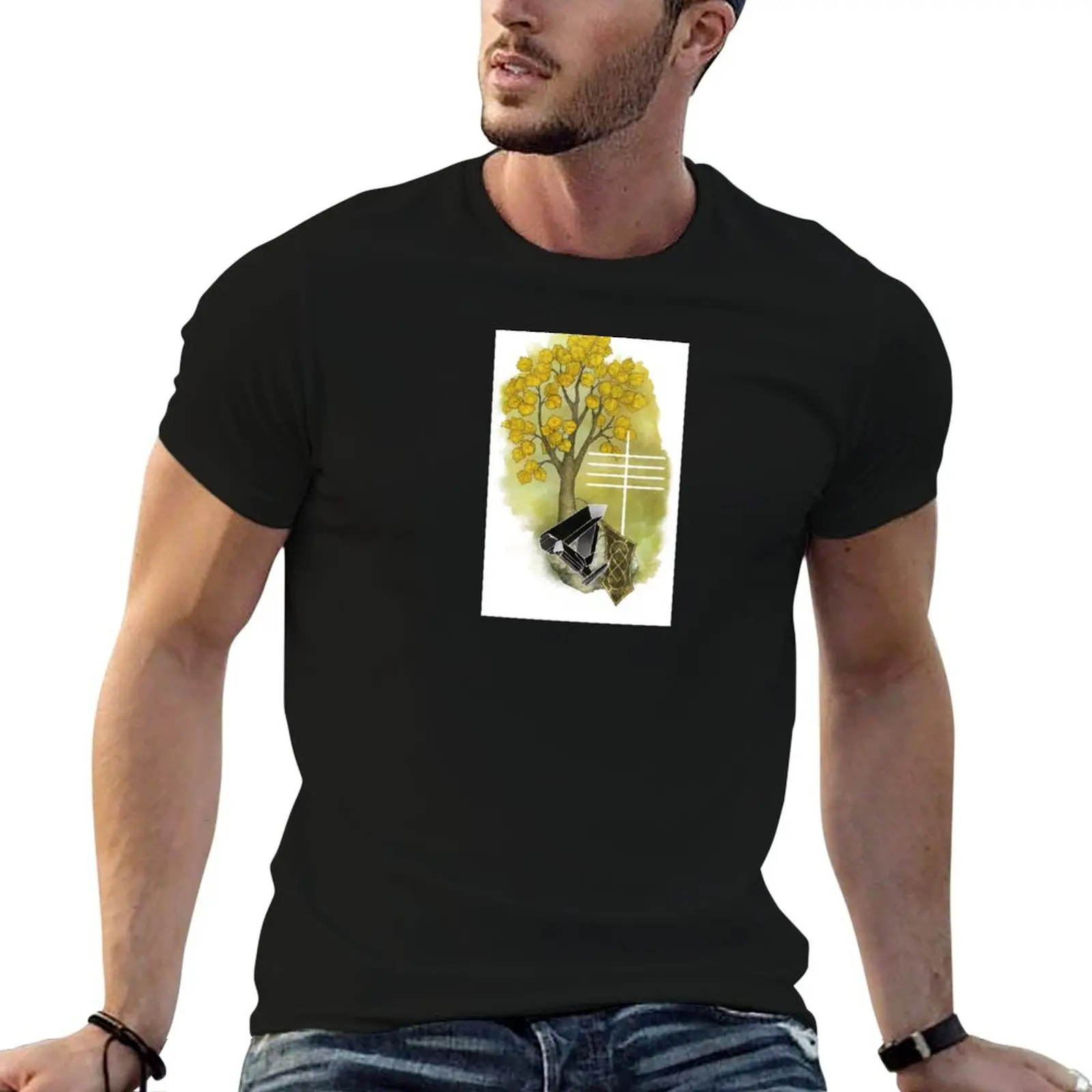OGHAM art - EADHADH The Aspen Tree Camiseta de anime para homem, camiseta masculina, camiseta masculina de luxo