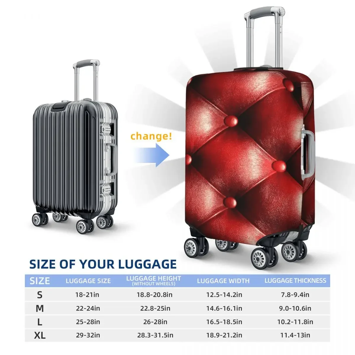 QUILTED LEATHER Print Luggage Protective Dust Covers Elastic Waterproof 18-32inch Suitcase Cover Travel Accessories