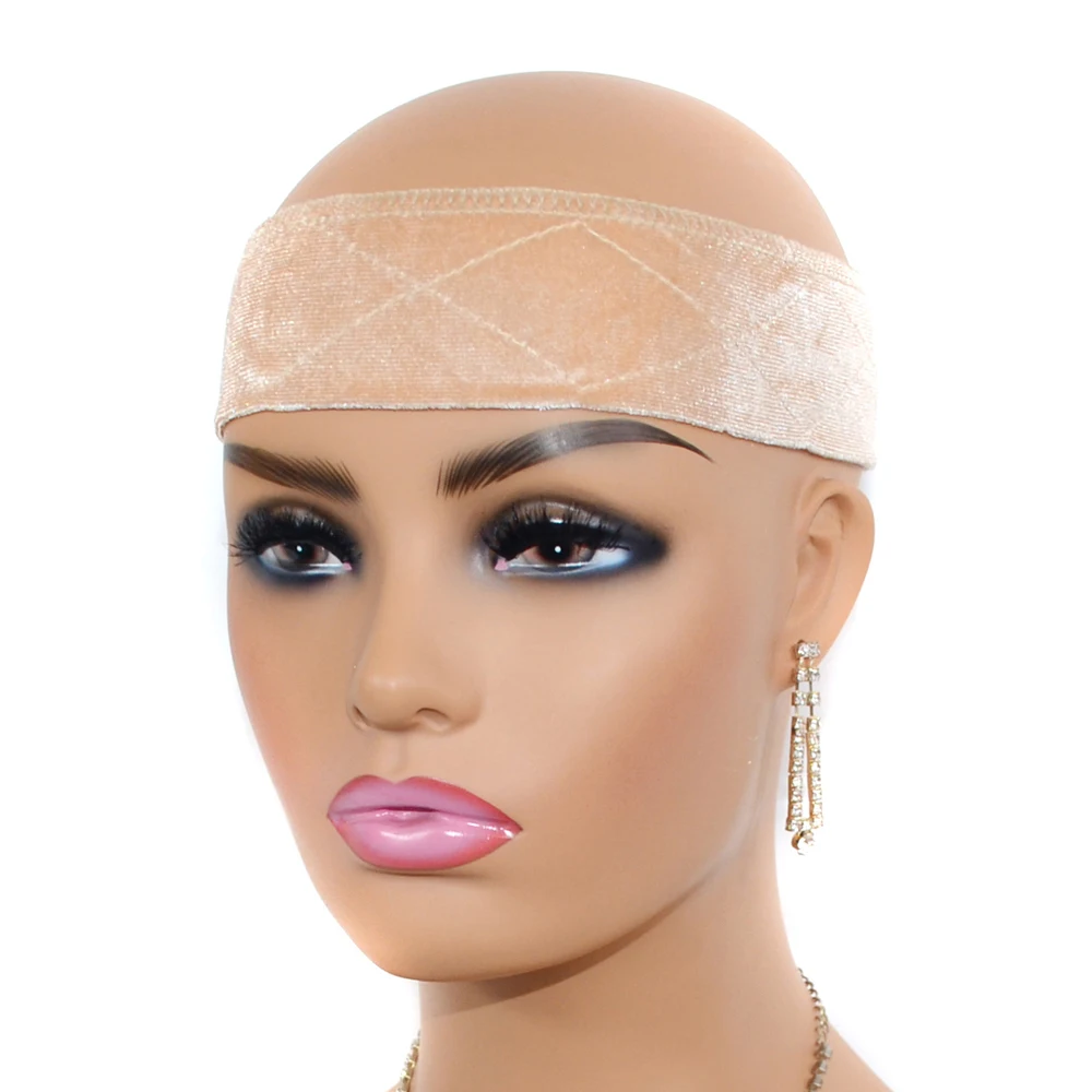 Adjustable Lace Wig Band for Women Glueless Velvet Headband with Reinforced Hairline Grip Elastic Fully Adjustable Wig Support