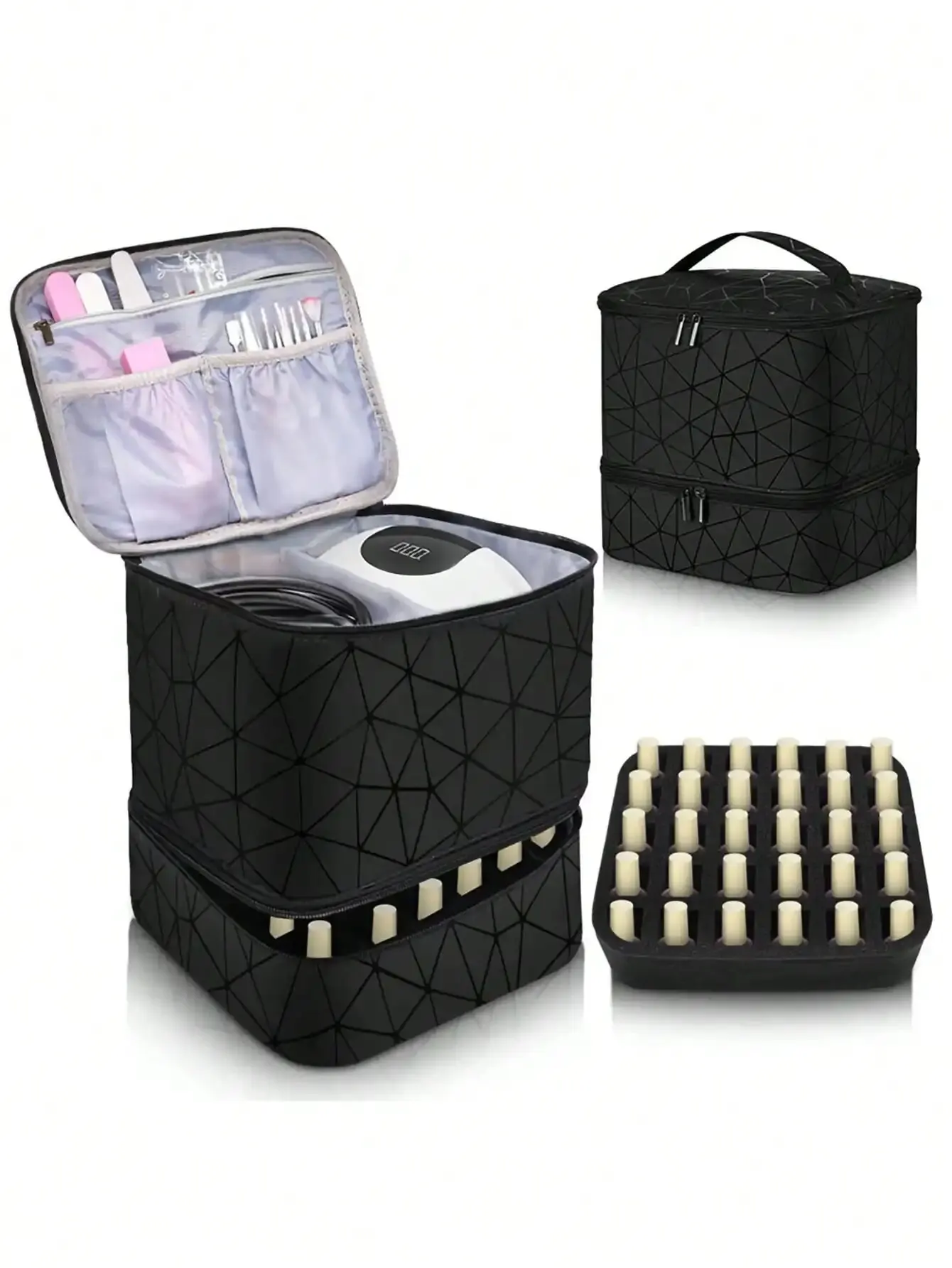 Sac de rangement portable double couche pour vernis à ongles, boîte de rangement pour huiles essentielles, sac multifonction pour femmes