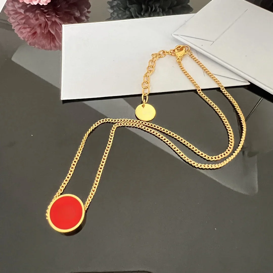 

New drop oil enamel light luxury wind net red the same simple wind necklace