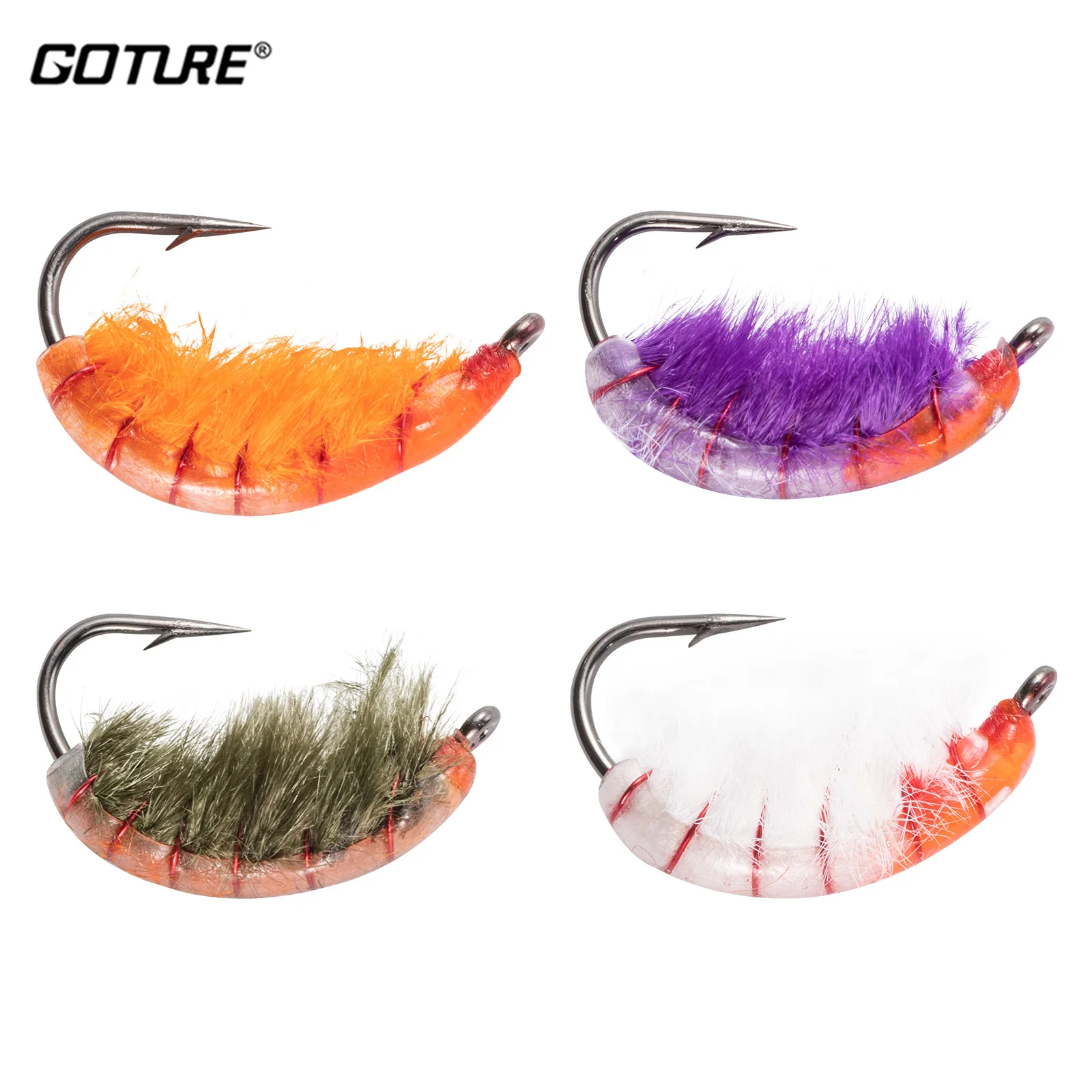 

Goture Fly Fishing Lure Flies Insects 4pcs 10# Fast Sinking Czech Nymph Scud Bug Worm Carbon Steel Hook Trout Fly Fishing Bait