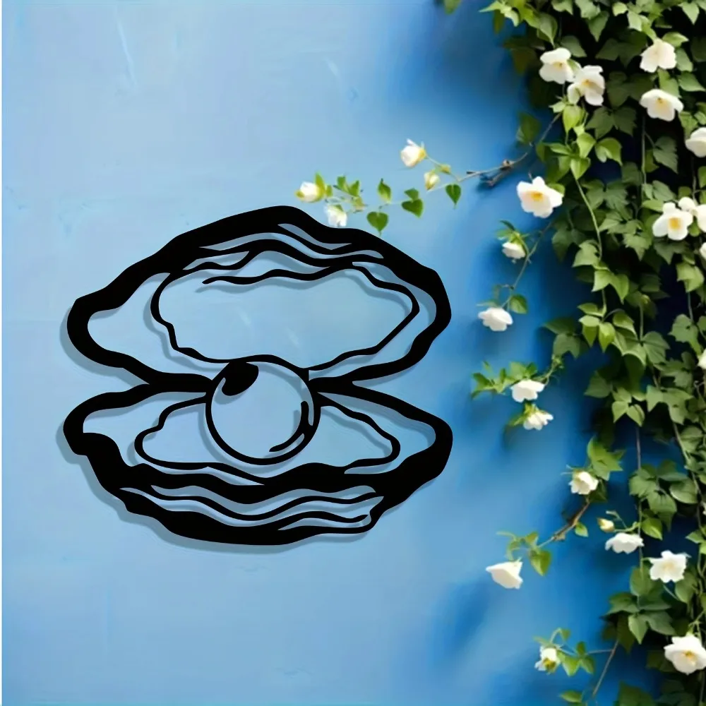 CIFBUY Iron Wall Decor Oyster Pearl Ocean Metal Art Rustic Home Living Room Bedroom Indoor Outdoor Wall Art Plaque Gift