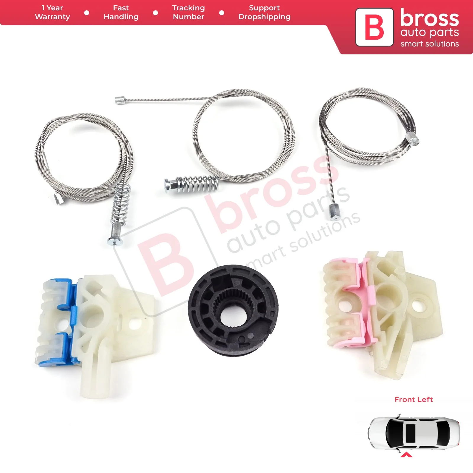 Bross BWR5056 Kit Perbaikan Regulator Jendela Daya Listrik Sisi Pintu Kiri Depan untuk VW Golf MK7 4/5 Pintu 20014 Pengiriman Cepat