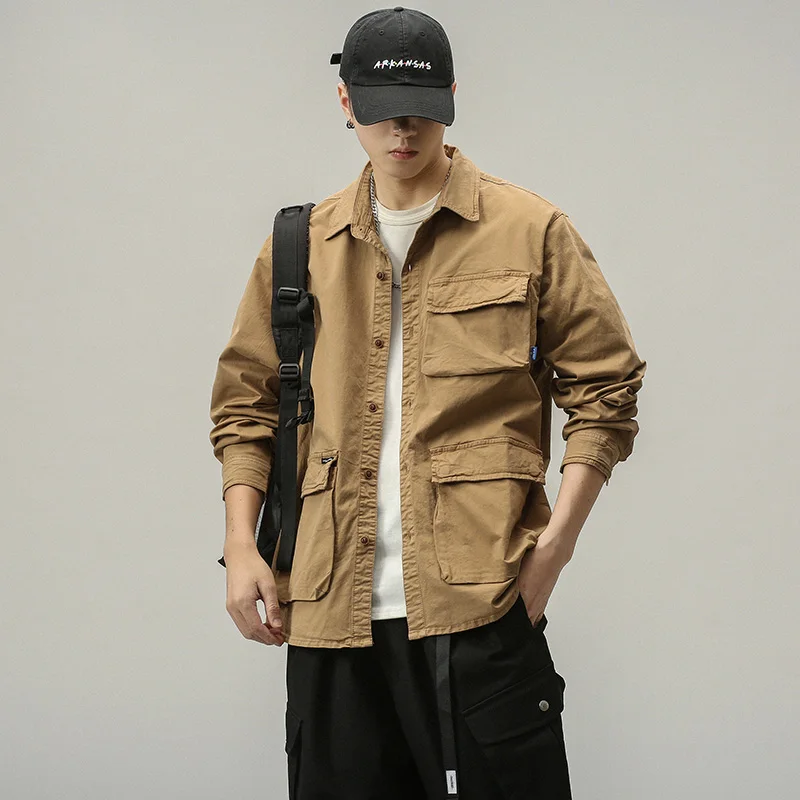 قميص فضفاض، معطف بتصميم جديد للربيع والخريف، قميص شبابي متعدد الاستخدامات وعصري عالي الجودة، ملابس رجالية #5