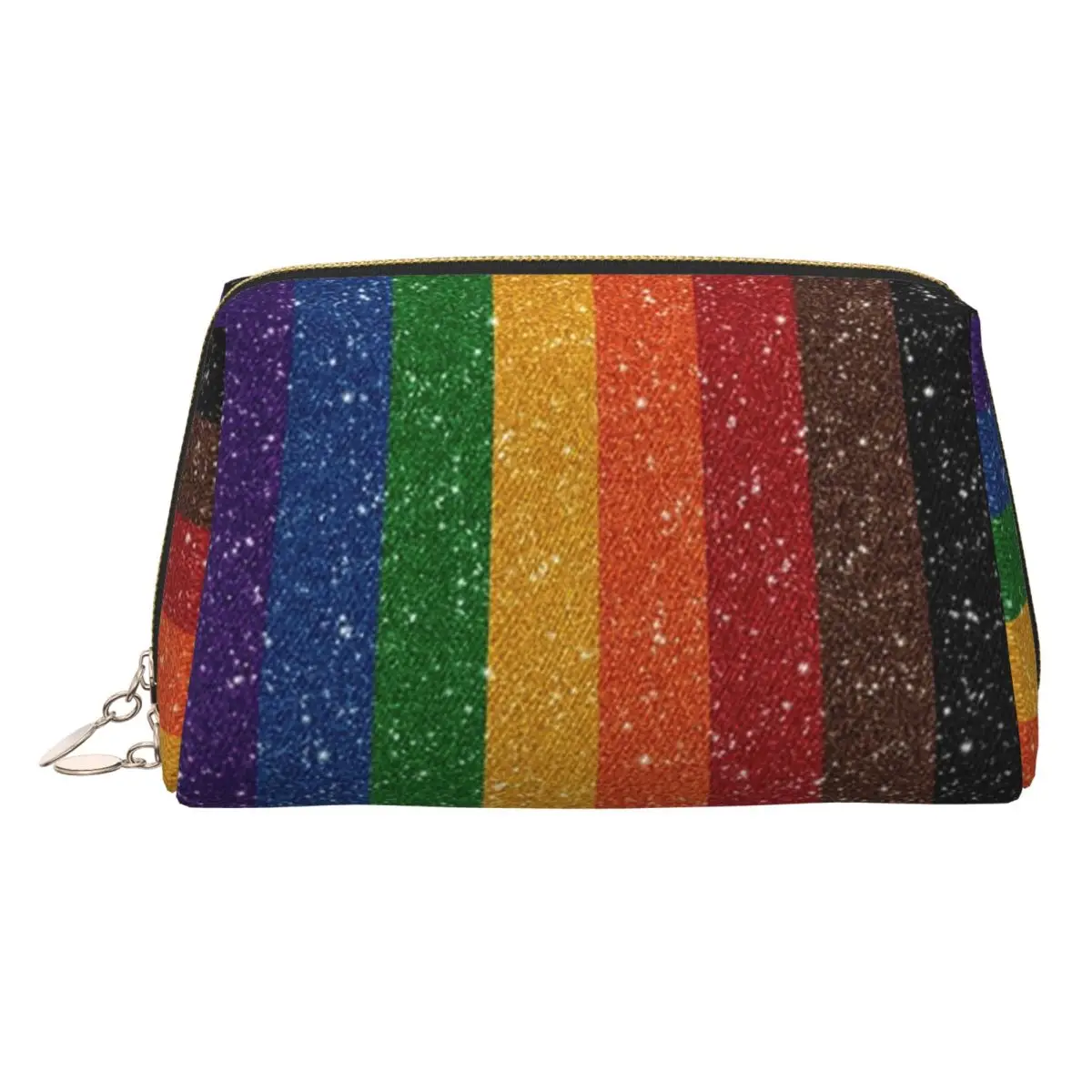 

Faux Glitter Rainbow Pride Flag LGBT Gay Lesbian Women Cosmetic Bag Travel Makeup Organizer Pouch Toiletry Storage Dopp Kit Case